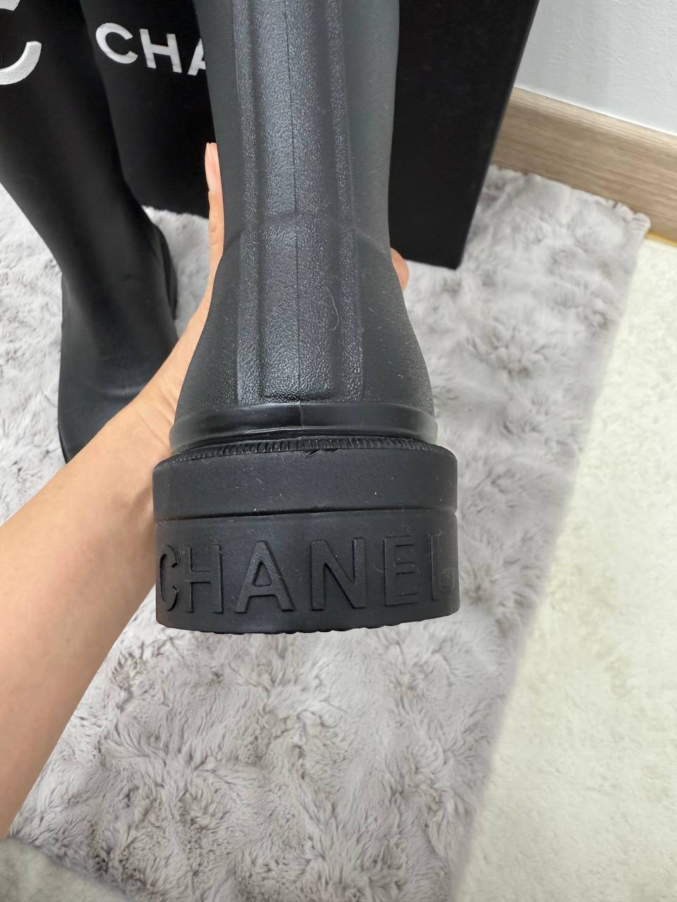 샤넬 CC로고 레인부츠 블랙