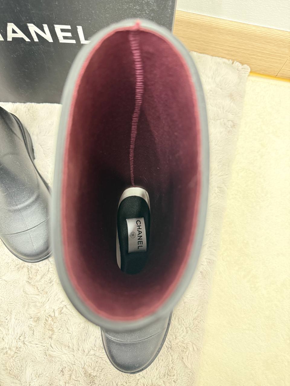 샤넬 CC로고 레인부츠 블랙