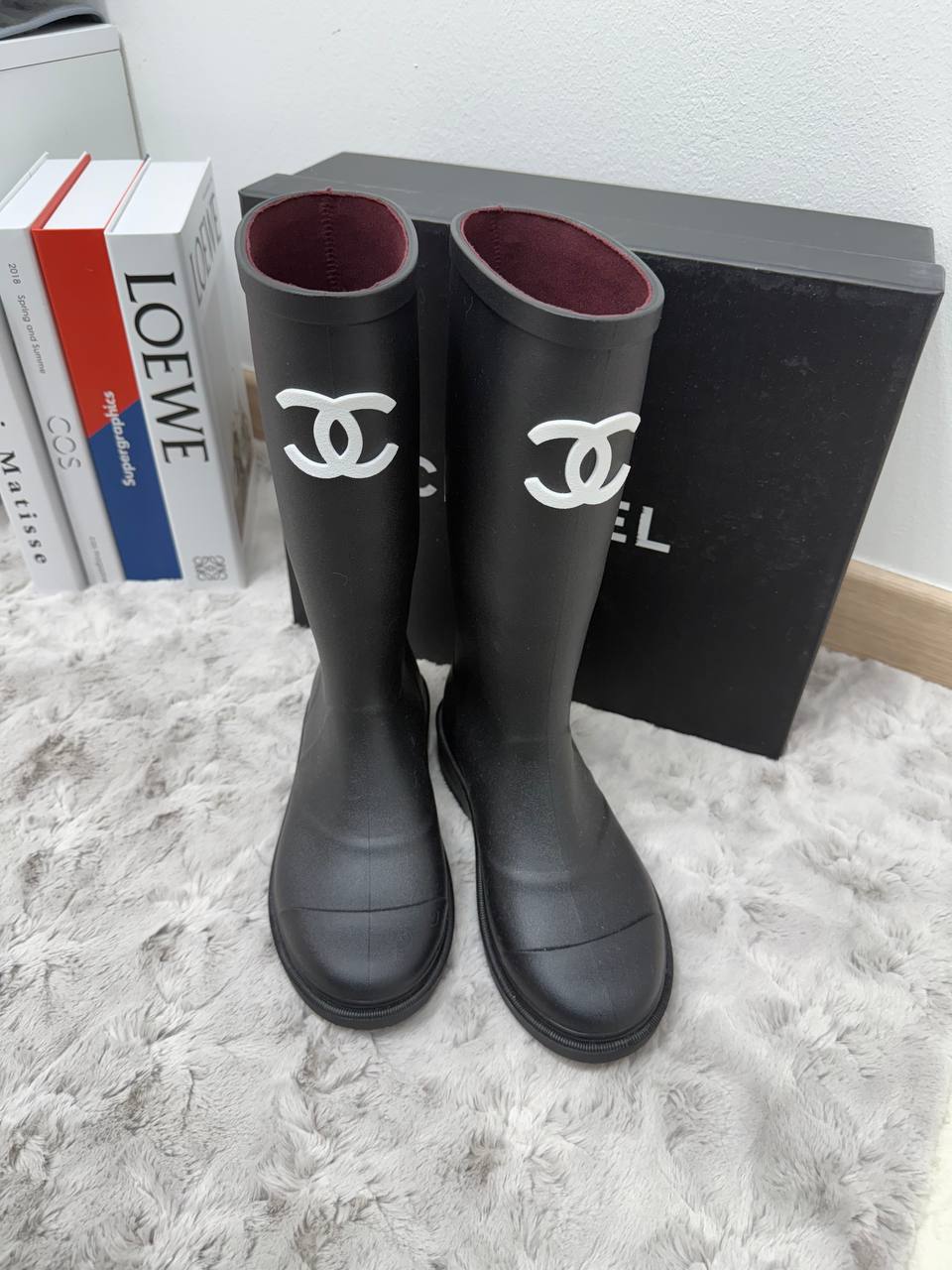 샤넬 CC로고 레인부츠 블랙