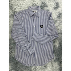 꼼데가르송 플레이 블랙 하트 와펜 스트라이프 셔츠