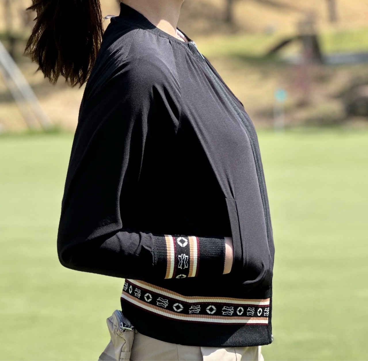 사우스케이프 모노그램 스트라이프 우븐 점퍼  (WOMEN)