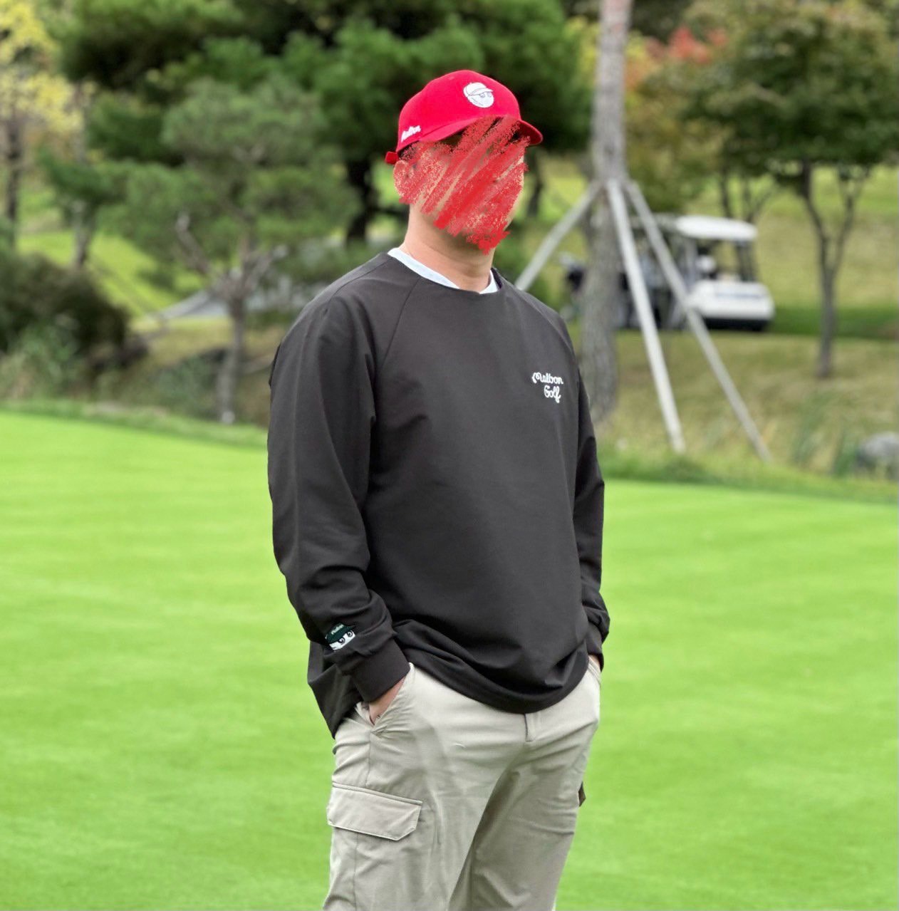 [ MALBON ] 말본 오버핏 볼 스크립트 맨투맨