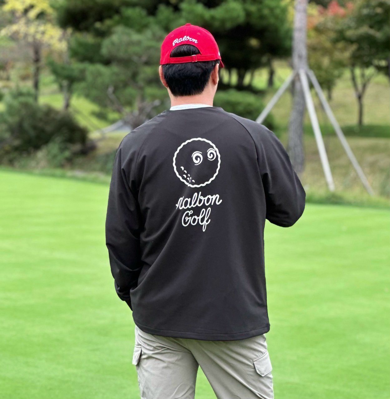 [ MALBON ] 말본 오버핏 볼 스크립트 맨투맨