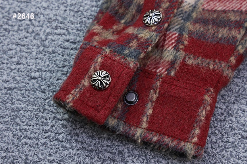 [Chrome Hearts] 크롬하츠 크로스 세메터리 레더패치 체크 셔츠