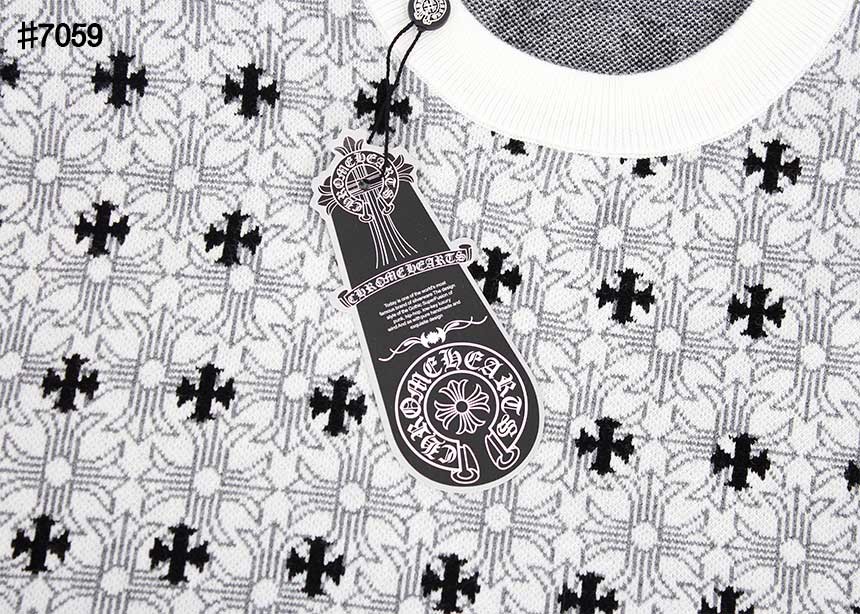 [Chrome Herts] 크롬하츠 세메테리 자카드 패턴 울 니트 풀오버