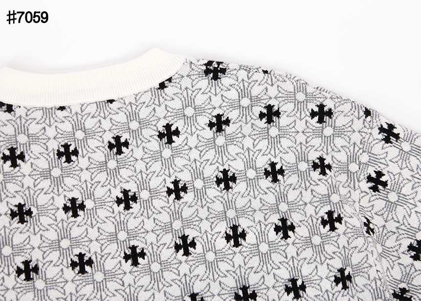 [Chrome Herts] 크롬하츠 세메테리 자카드 패턴 울 니트 풀오버