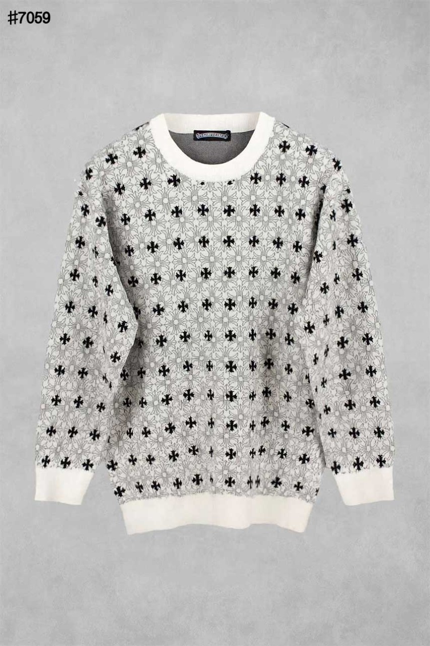 [Chrome Herts] 크롬하츠 세메테리 자카드 패턴 울 니트 풀오버