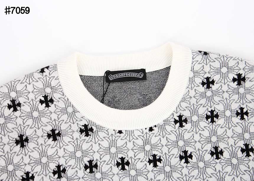 [Chrome Herts] 크롬하츠 세메테리 자카드 패턴 울 니트 풀오버