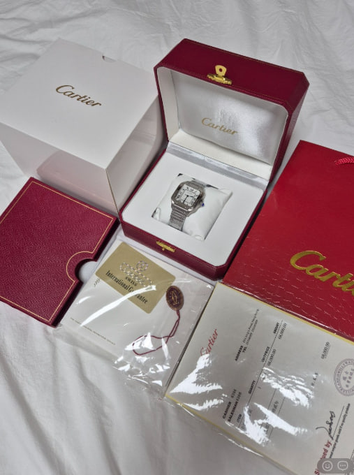 까르띠에 산토스 실버 미디움 (여성)