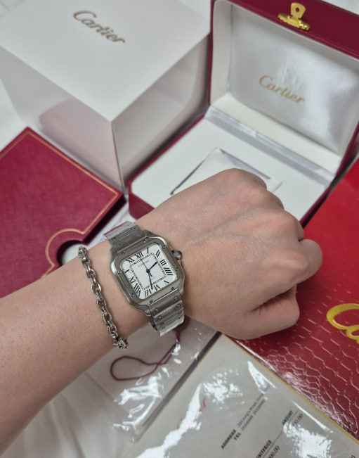 까르띠에 산토스 실버 미디움 (여성)