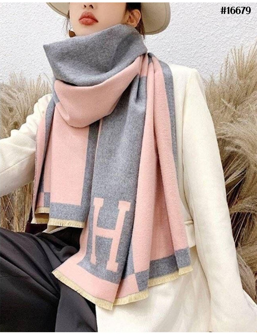 에르메스 H 울 자카드 프린지 판쵸 머플러