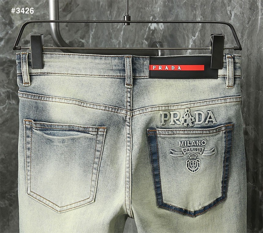 [PRADA] 프라다 엠보 이니셜로고 워싱 데님 팬츠