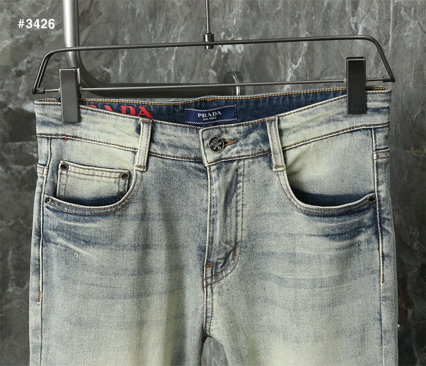 [PRADA] 프라다 엠보 이니셜로고 워싱 데님 팬츠