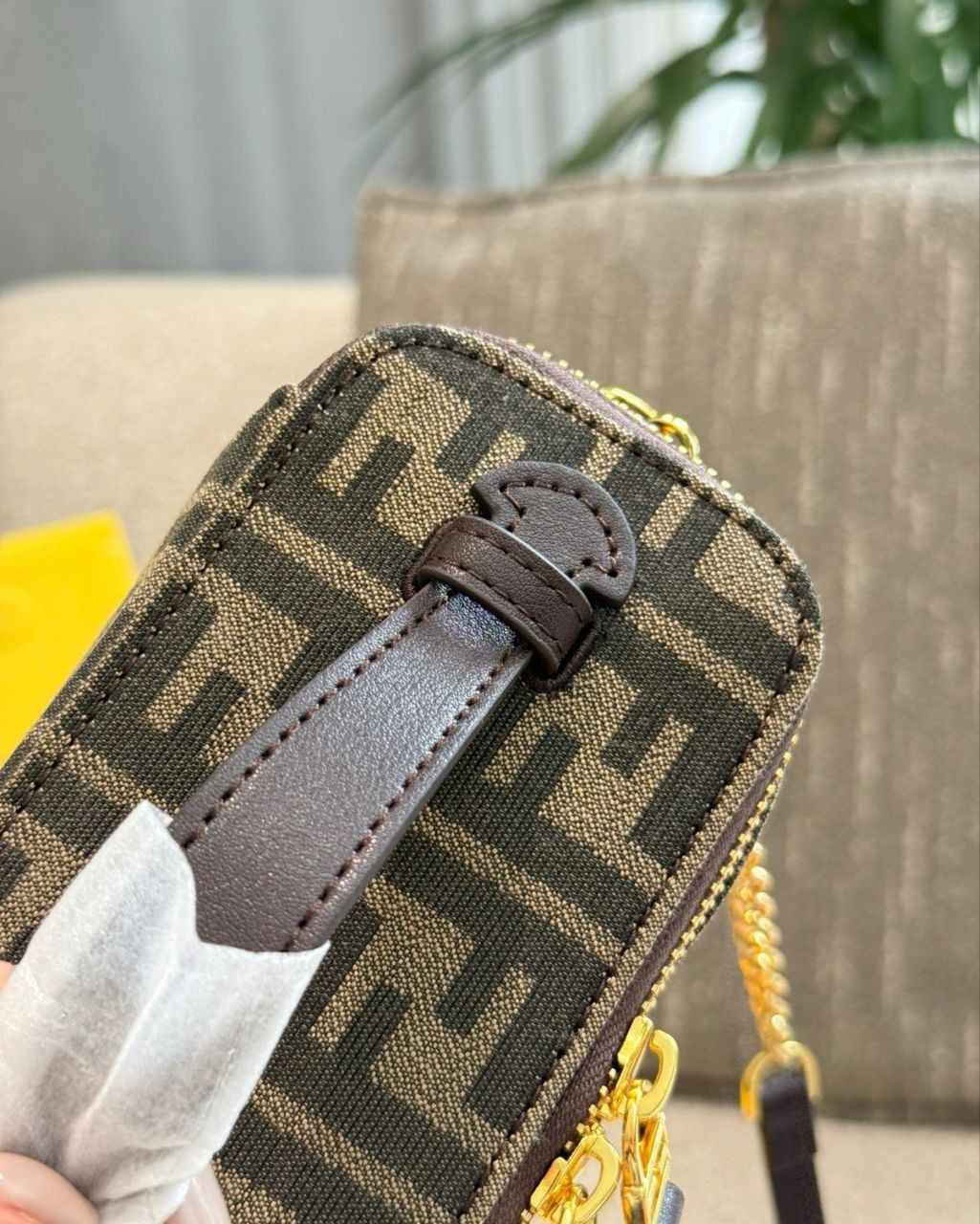 펜디 배니티 FF 패턴 탑 핸들 미니 백